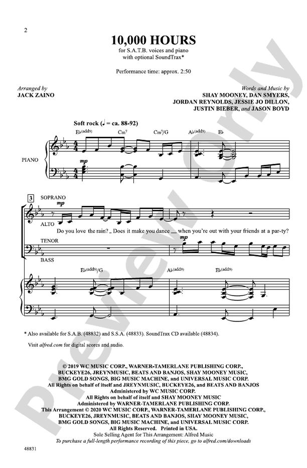 10,000 Hours - SATB Choral Octavo (Digital Download)