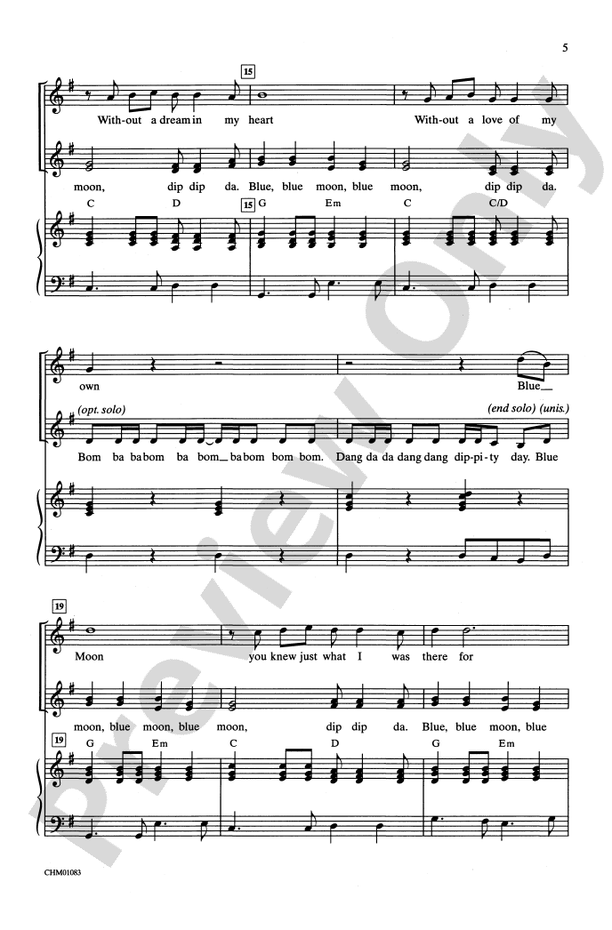 Blue Moon – SSA, a cappella Choral Octavo (Digital Download)
