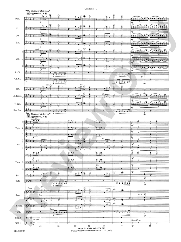 Harry Potter and the Chamber of Secrets, Symphonic Suite from - Concert Band Conductor Score & Parts (Digital Download)