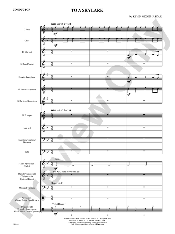 To a Skylark - Concert Band Conductor Score & Parts (Digital Download)