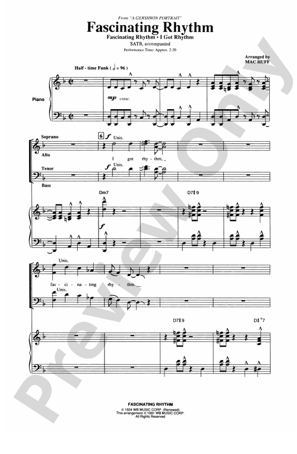 Fascinating Rhythm - Arr. Mac Huff – SATB Choral Octavo (Digital Download)