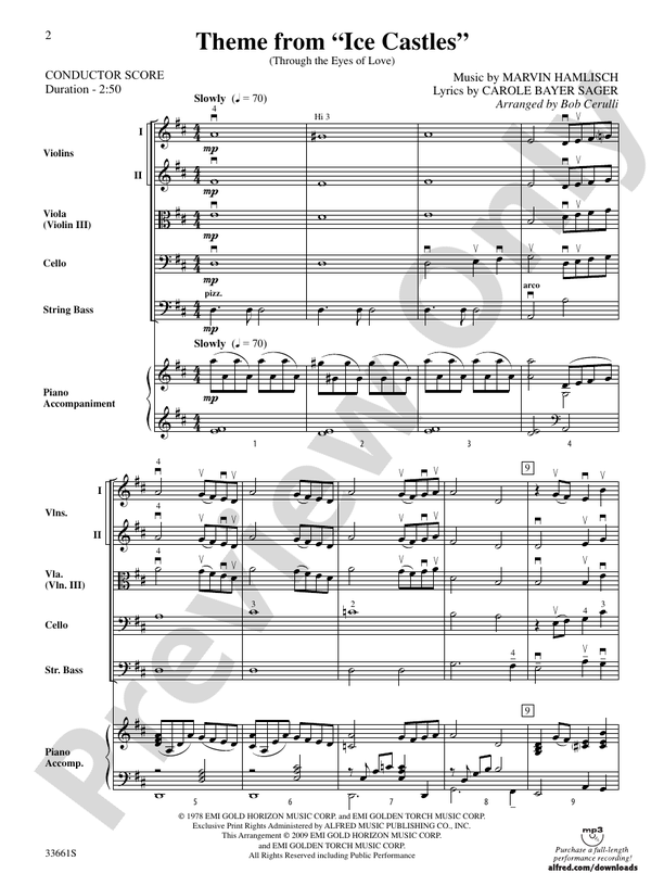 Ice Castles, Theme from (Through the Eyes of Love) – String Orchestra Conductor Score & Parts (Digital Download)