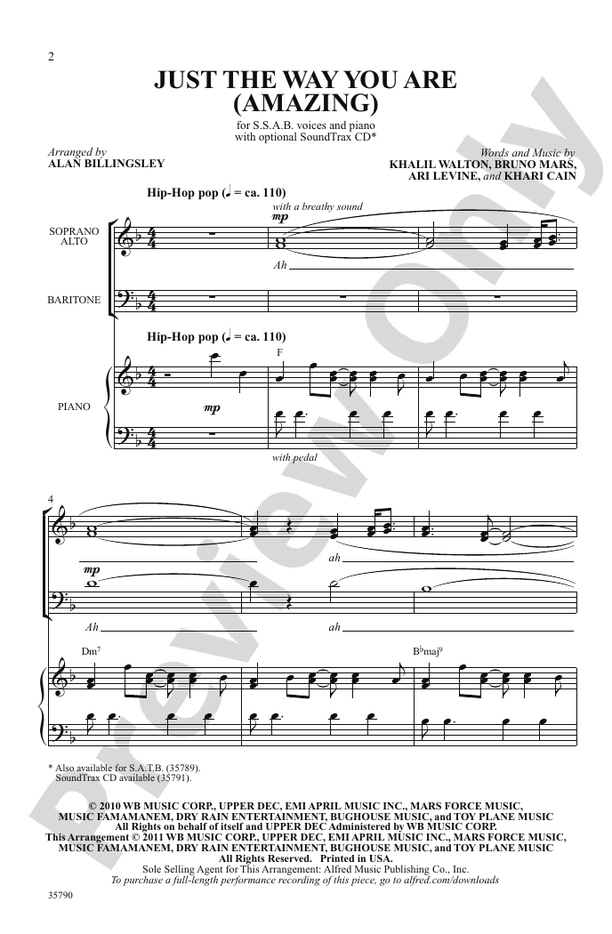 Just the Way You Are (Amazing) – SChoral 3 Part Mixed/SAB Choral Octavo (Digital Download)