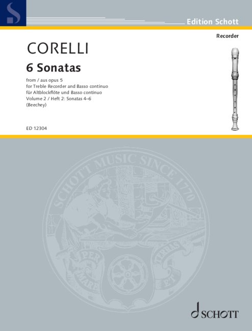 6 Sonatas from Op 5 Recorder/Piano Volume 2