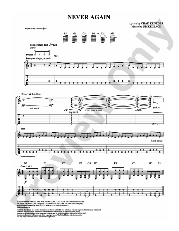 Never Again - Guitar TAB (Digital Download)