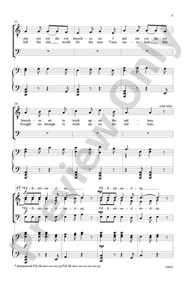 Fillimiooriay (Paddy Works on the Railway) – TTB Choral Octavo (Digital Download)