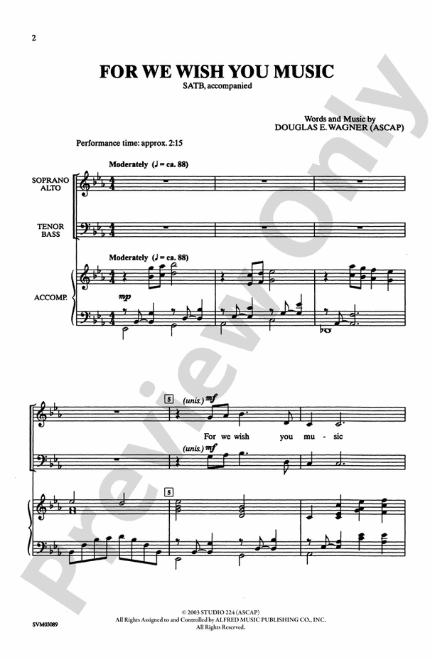 For We Wish You Music – SATB Choral Octavo (Digital Download)