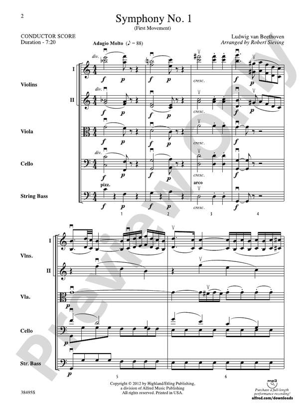 Symphony No. 1, 1st Movement (Grade 4) – String Orchestra Conductor Score & Parts (Digital Download)