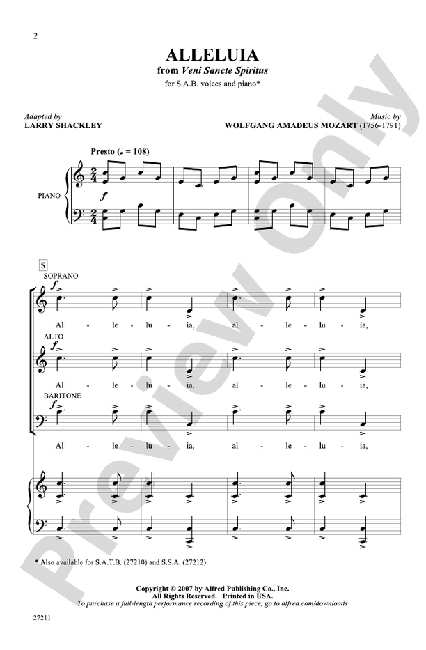 Alleluia (from Veni Sancte Spiritus) - SAB Choral Octavo (Digital Download)