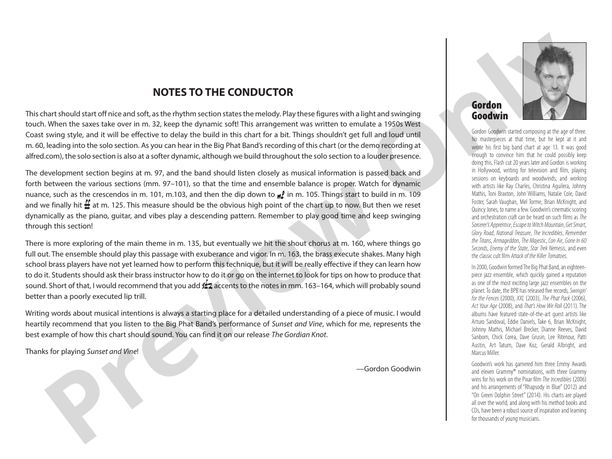 Sunset and Vine – Jazz Ensemble Conductor Score & Parts (Digital Download)