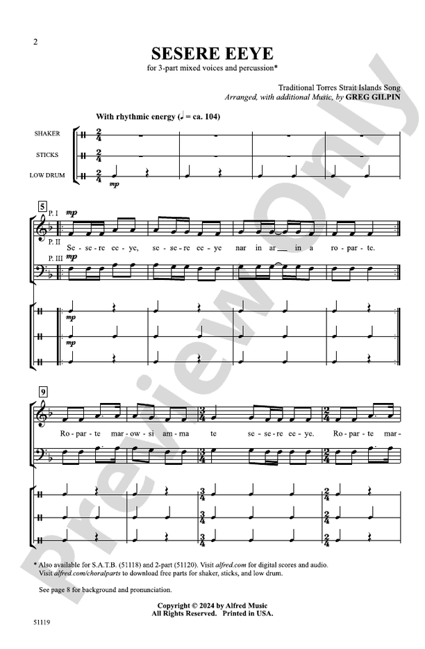 Sesere Eeye - SAB, A Cappella Choral Octavo (Digital Download)