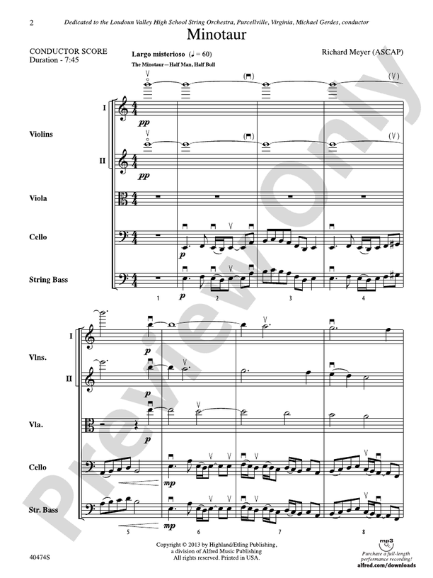 Minotaur – String Orchestra Conductor Score & Parts (Digital Download)
