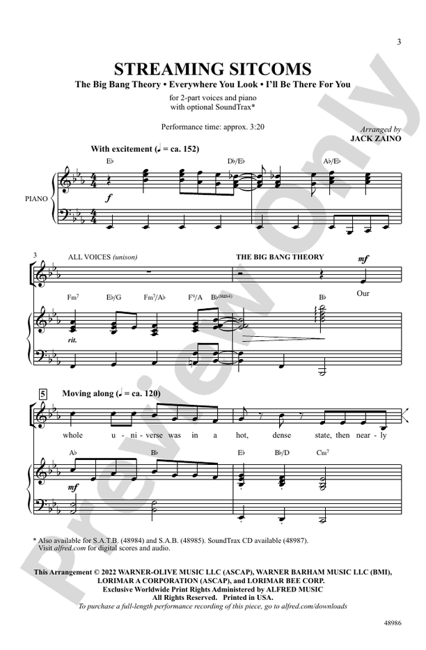 Streaming Sitcoms - 2 Part Treble Choral Octavo (Digital Download)