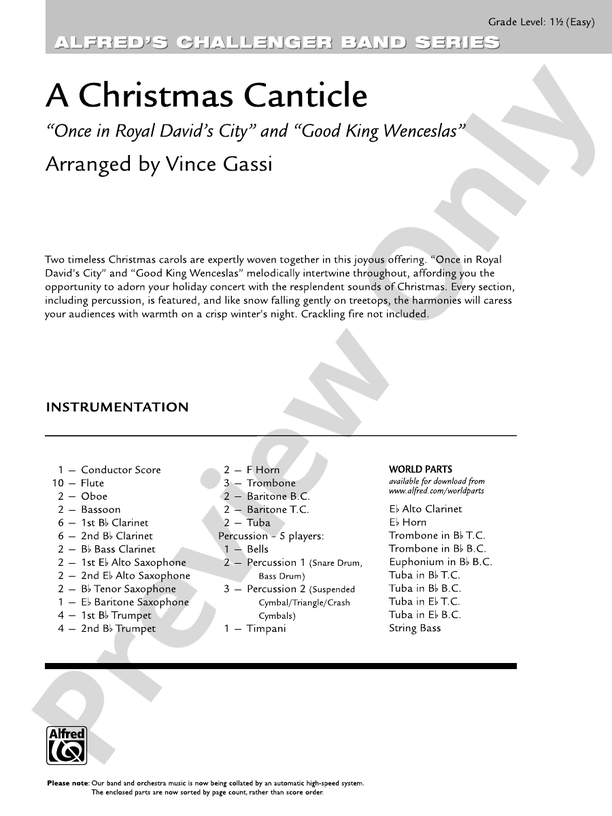 A Christmas Canticle - Concert Band Conductor Score & Parts (Digital Download)