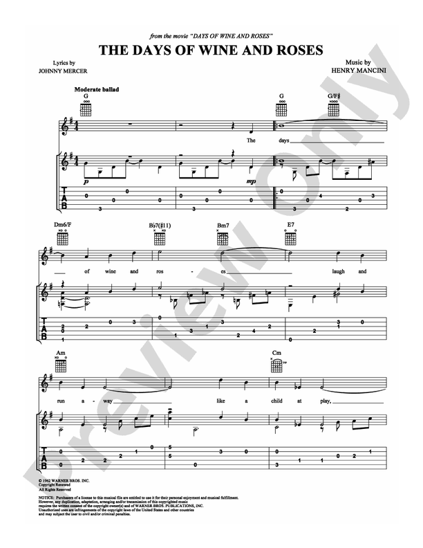 Days of Wine and Roses - Guitar TAB (Digital Download)