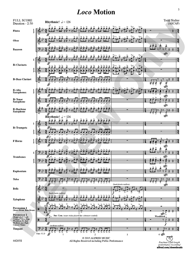 Loco Motion - Concert Band Conductor Score & Parts (Digital Download)