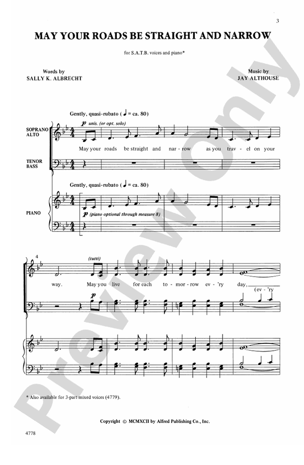 May Your Roads Be Straight and Narrow – SATB Choral Octavo (Digital Download)