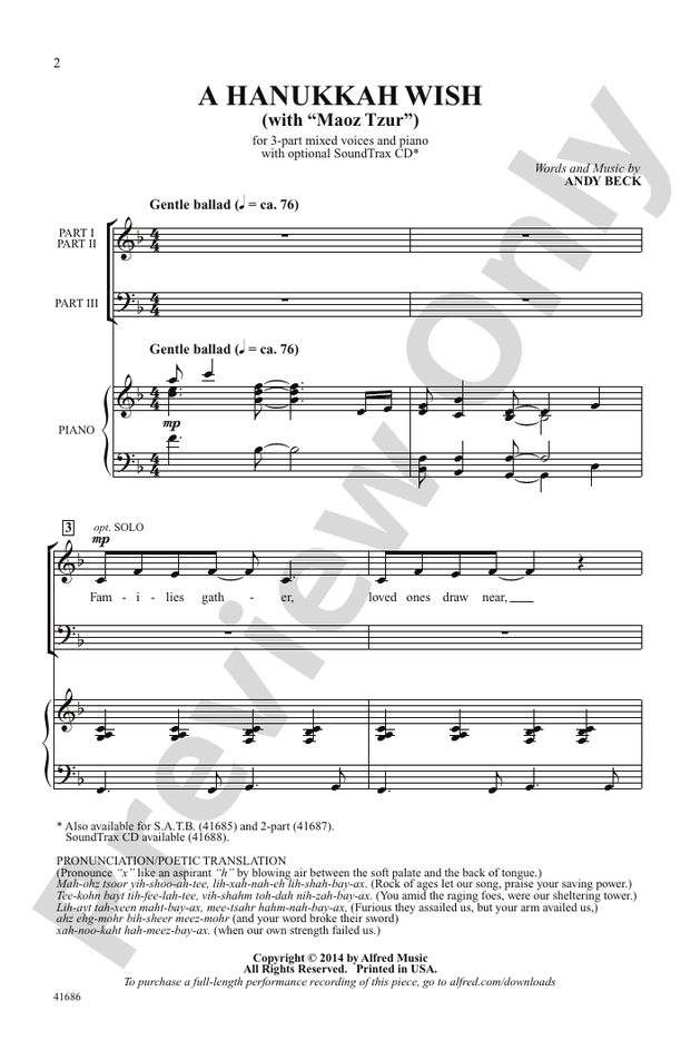 A Hanukkah Wish - 3-Part Mixed Choral Octavo (Digital Download)