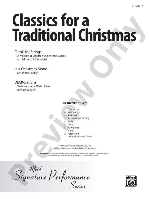 Classics for a Traditional Christmas, Level 2 – String Orchestra Conductor Score & Parts (Digital Download)