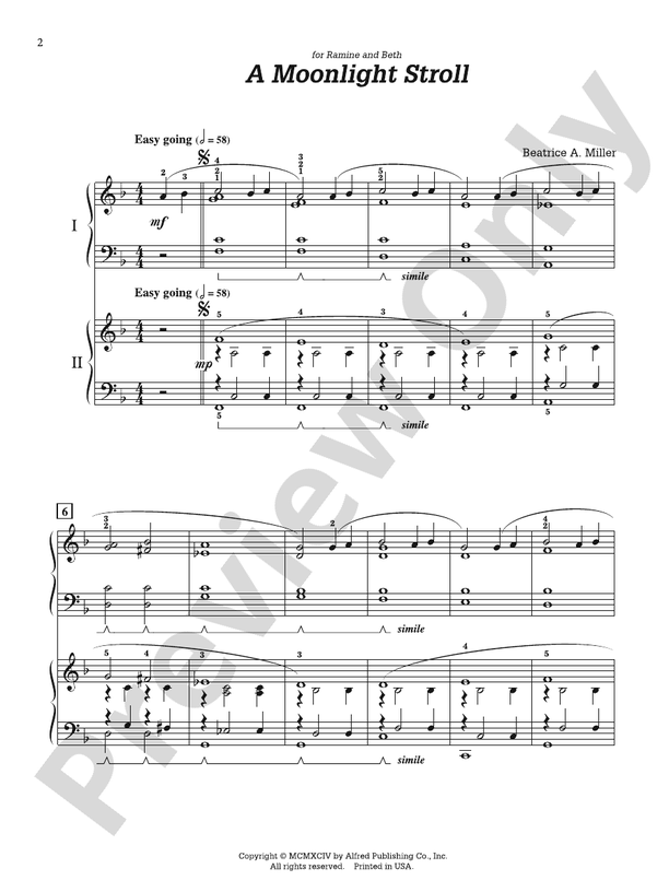 Moonlight Stroll - 2 Pianos, 4 Hands (Digital Download)