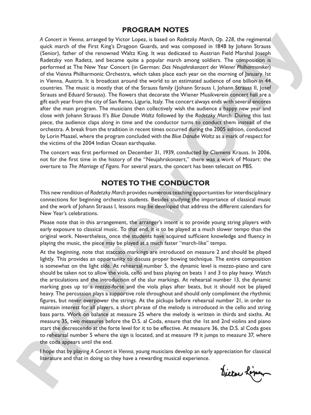 A Concert in Vienna – String Orchestra Conductor Score & Parts (Digital Download)