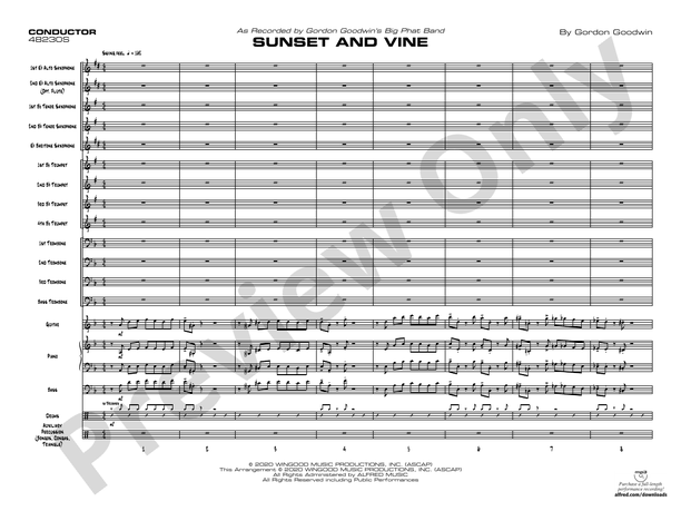 Sunset and Vine – Jazz Ensemble Conductor Score & Parts (Digital Download)