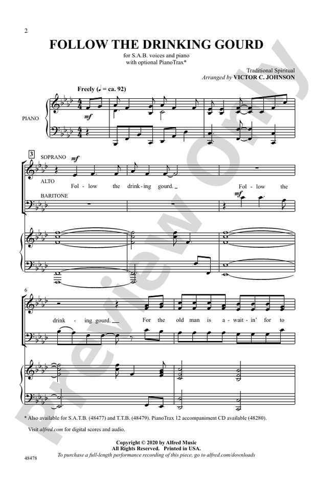 Follow the Drinking Gourd - Arr. Victor C Johnson – SAB Choral Octavo (Digital Download)
