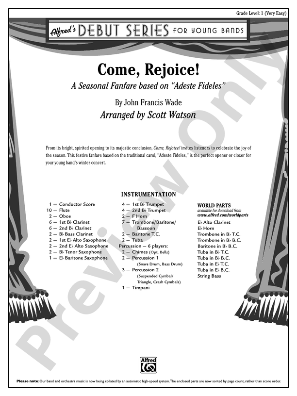 Come, Rejoice! - Concert Band Conductor Score & Parts (Digital Download)
