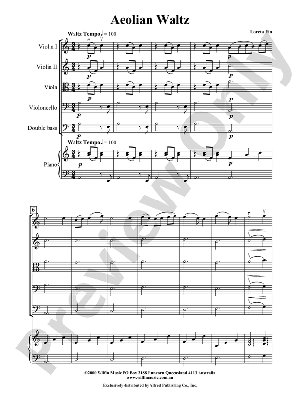 Aeolian Waltz - Loreta Fin – String Orchestra Conductor Score & Parts (Digital Download)