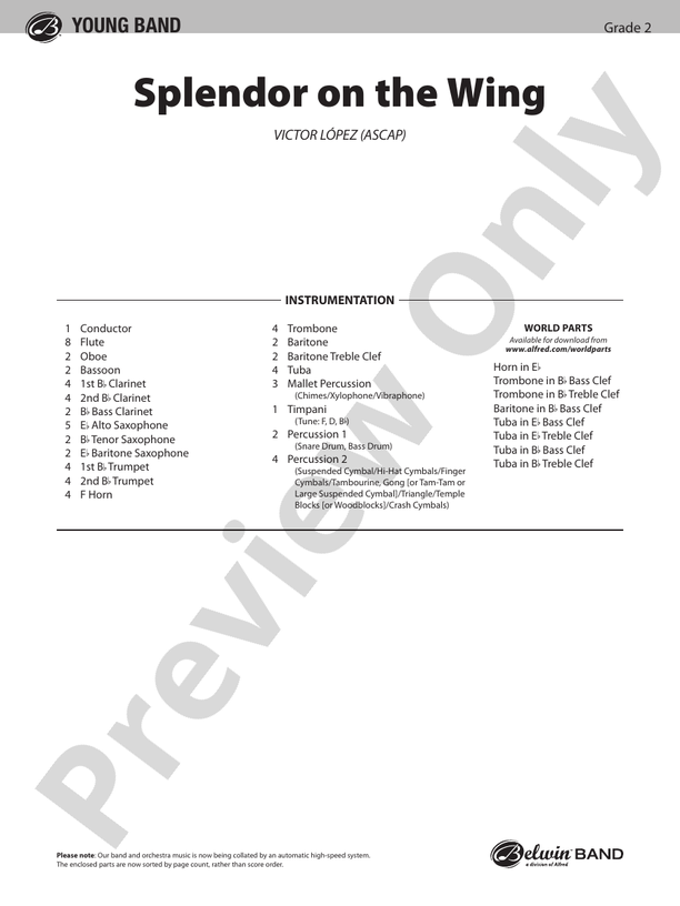 Splendor on the Wing - Concert Band Conductor Score & Parts (Digital Download)