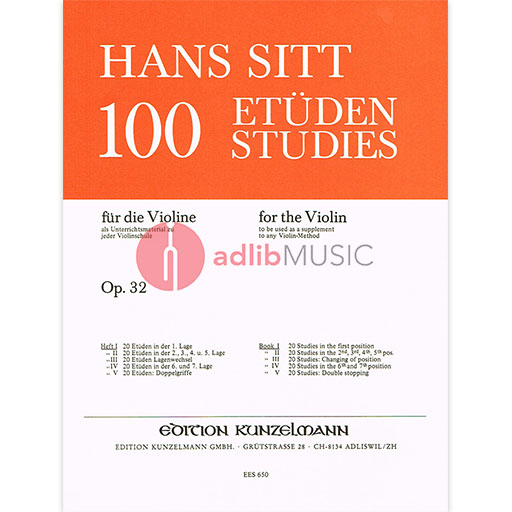 Sitt - 100 Studies Op32 Book 1 - Violin EES650