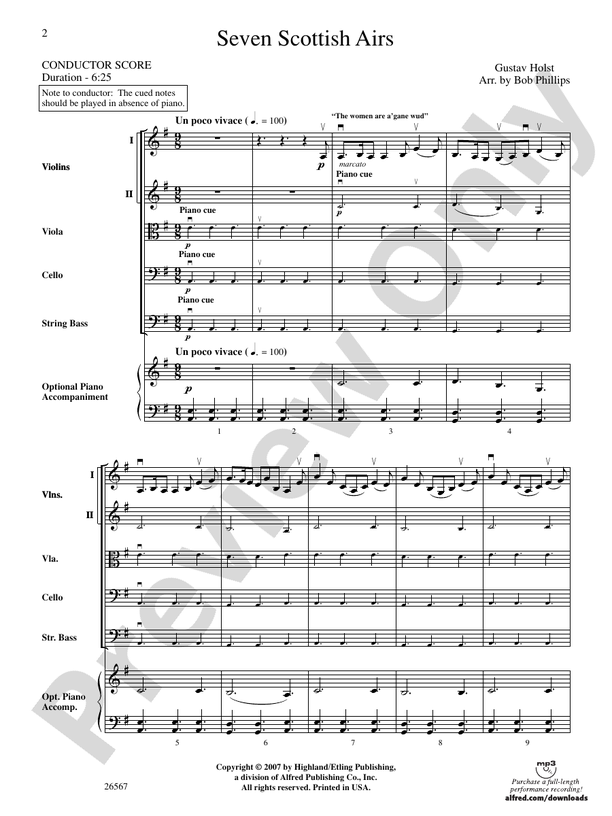 Seven Scottish Airs – String Orchestra Conductor Score & Parts (Digital Download)