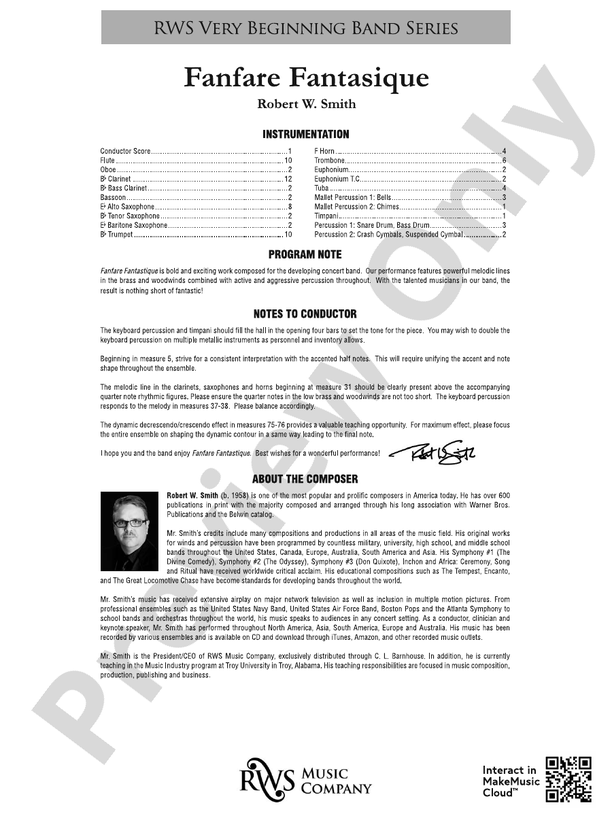 Fanfare Fantastique - Concert Band Conductor Score & Parts(Digital Download)