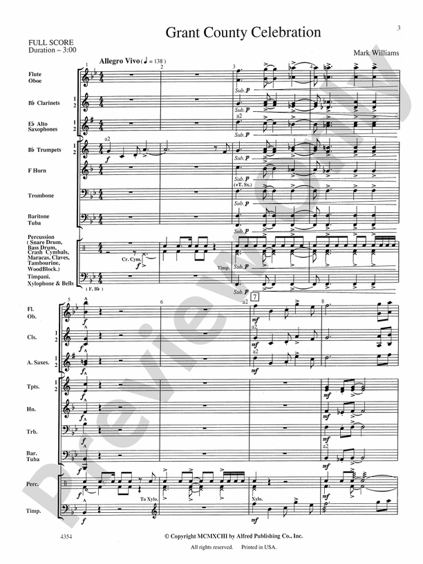 Grant County Celebration - Concert Band Conductor Score & Parts (Digital Download)