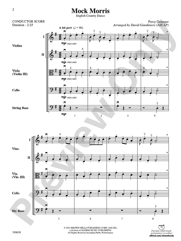 Mock Morris – String Orchestra Conductor Score & Parts (Digital Download)