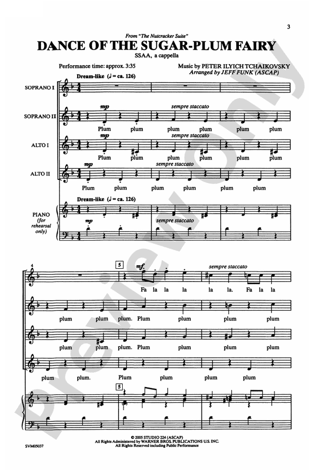 Dance of the Sugar-Plum Fairy (from The Nutcracker Suite) – SSAA, a cappella Choral Octavo (Digital Download)