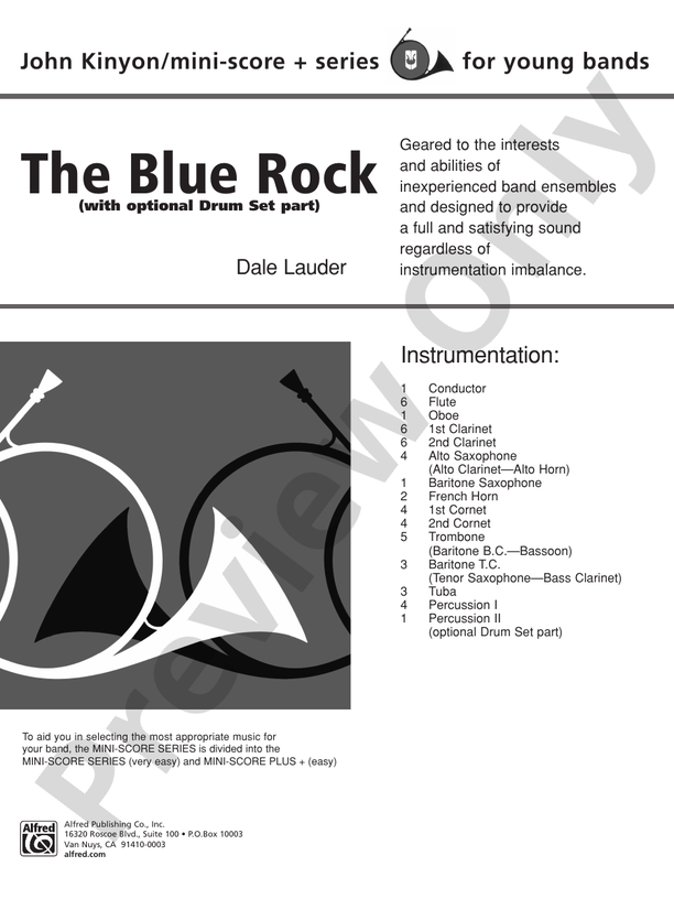 The Blue Rock (with optional Drum Set part) - Concert Band Conductor Score & Parts (Digital Download)