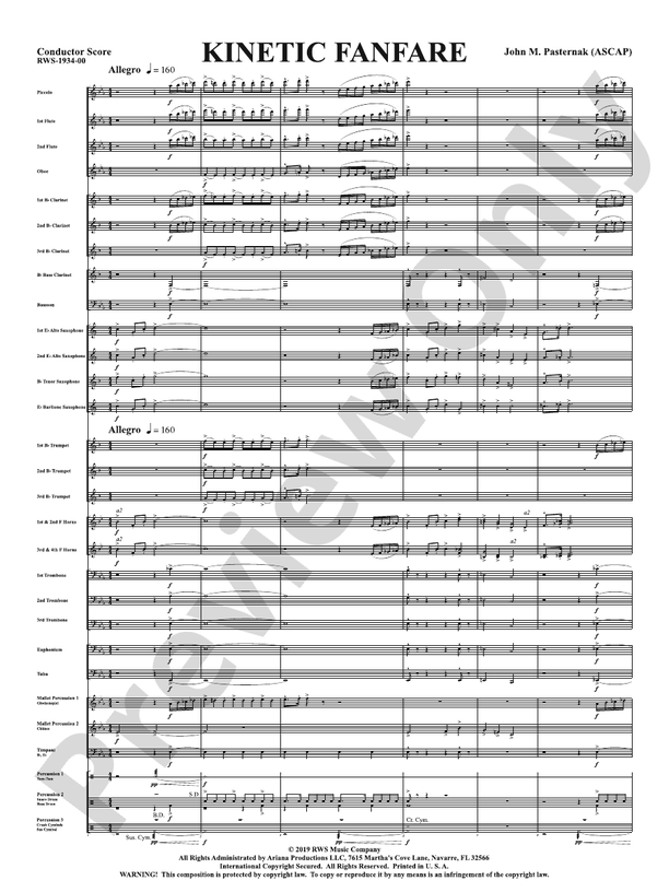 Kinetic Fanfare - Concert Band Conductor Score & Parts (Digital Download)