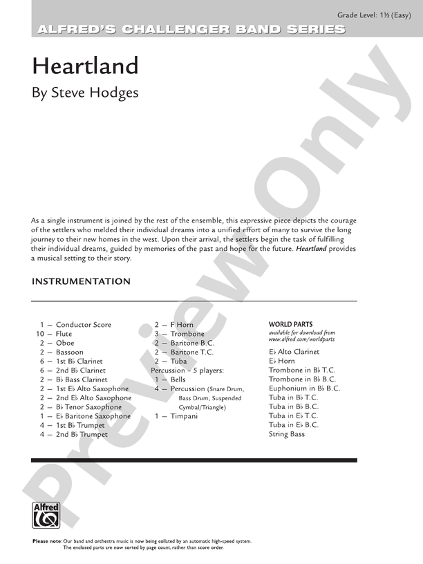 Heartland - Concert Band Conductor Score & Parts (Digital Download)