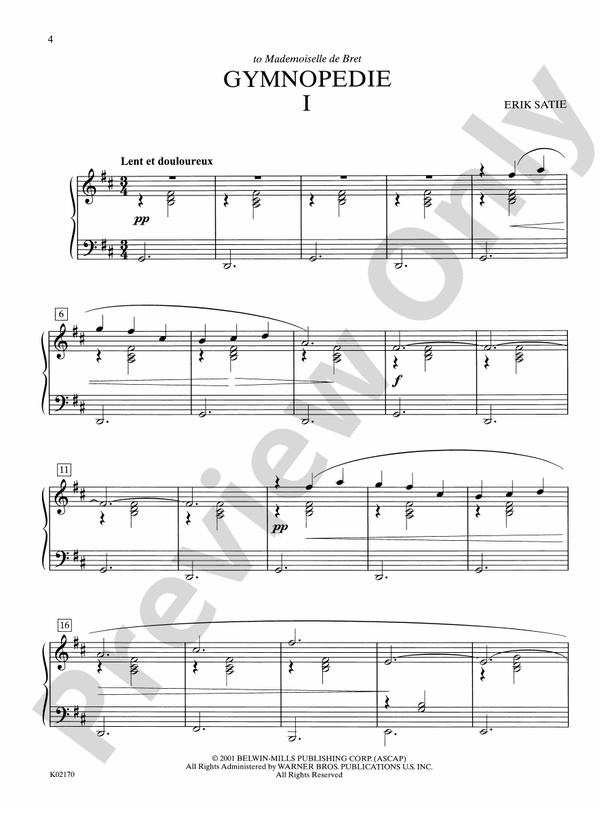 Satie - Three Gymnopedies - Piano Solo (Digital Download)