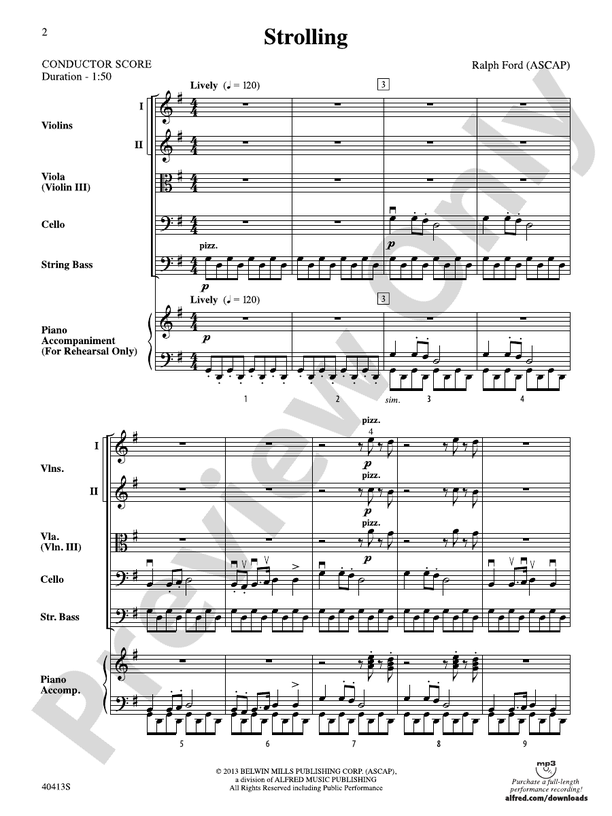 Strolling – String Orchestra Conductor Score & Parts (Digital Download)