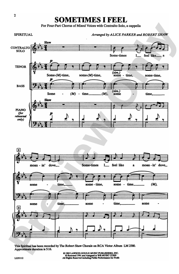 Sometimes I Feel - SATB Choral Octavo (Digital Download)