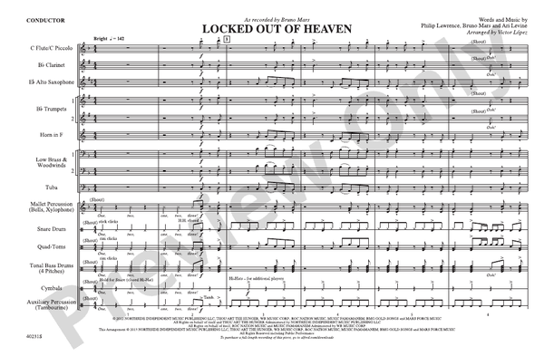 Locked Out of Heaven – Marching Band Conductor Score & Parts (Digital Download)