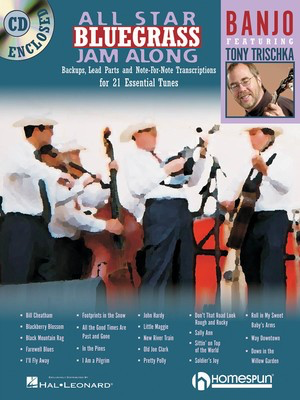 All Star Bluegrass Jam Along for Banjo - Backups, Lead Parts and Note-for-Note Transcriptions for 21 Essential - Banjo Homespun /CD