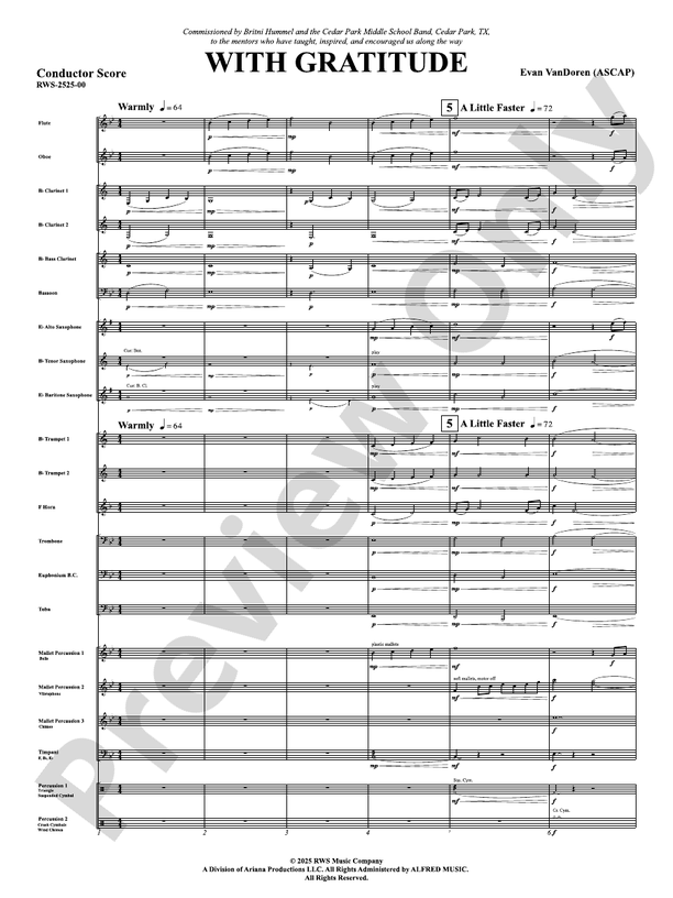 With Gratitude - Concert Band Conductor Score & Parts(Digital Download)