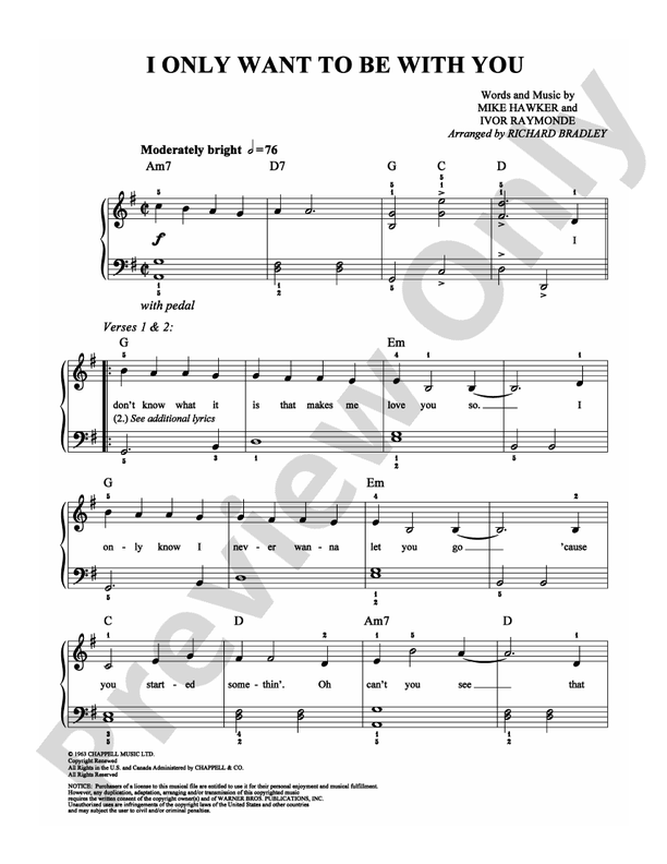 I Only Want to Be with You - Arr. Richard Bradley - Easy Piano (Digital Download)