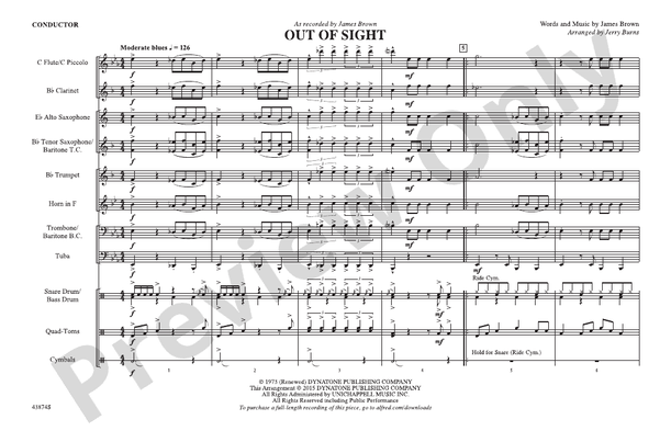 Out of Sight – Marching Band Conductor Score & Parts (Digital Download)