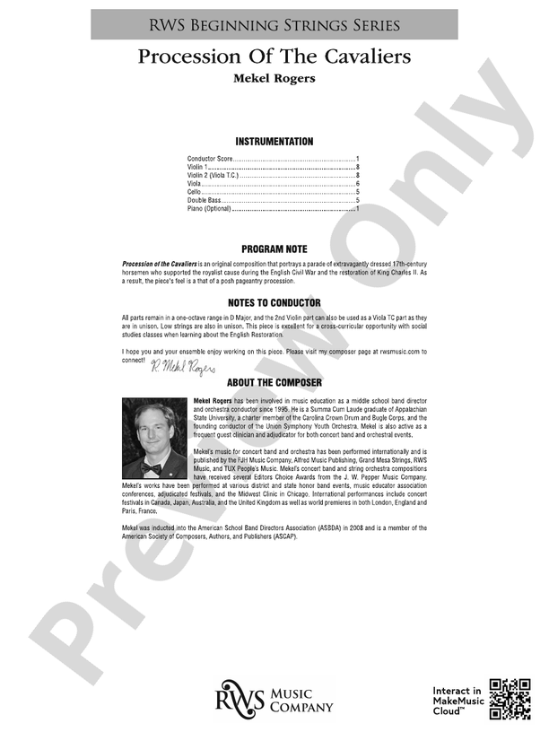 Procession Of The Cavaliers - String Orchestra Conductor Score & Parts (Digital Download)