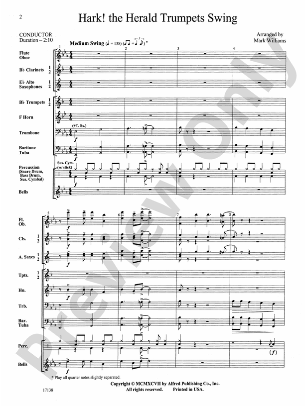 Hark, the Herald Trumpets Swing - Concert Band Conductor Score & Parts (Digital Download)