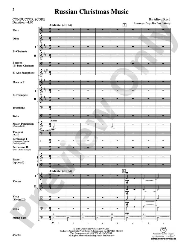 Russian Christmas Music (Grade 2.5) – Full Orchestra Conductor Score & Parts (Digital Download)